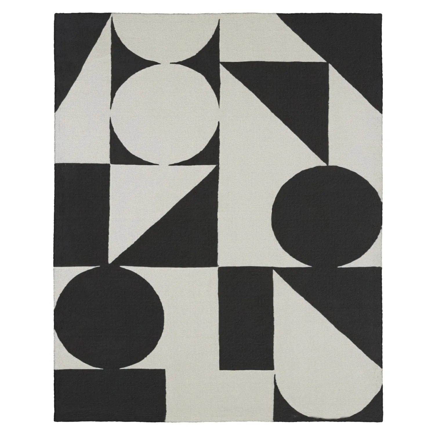 Dave Geometric Handmade Tufted Wool Ivory Black Area Rug PBR 3D Model_06